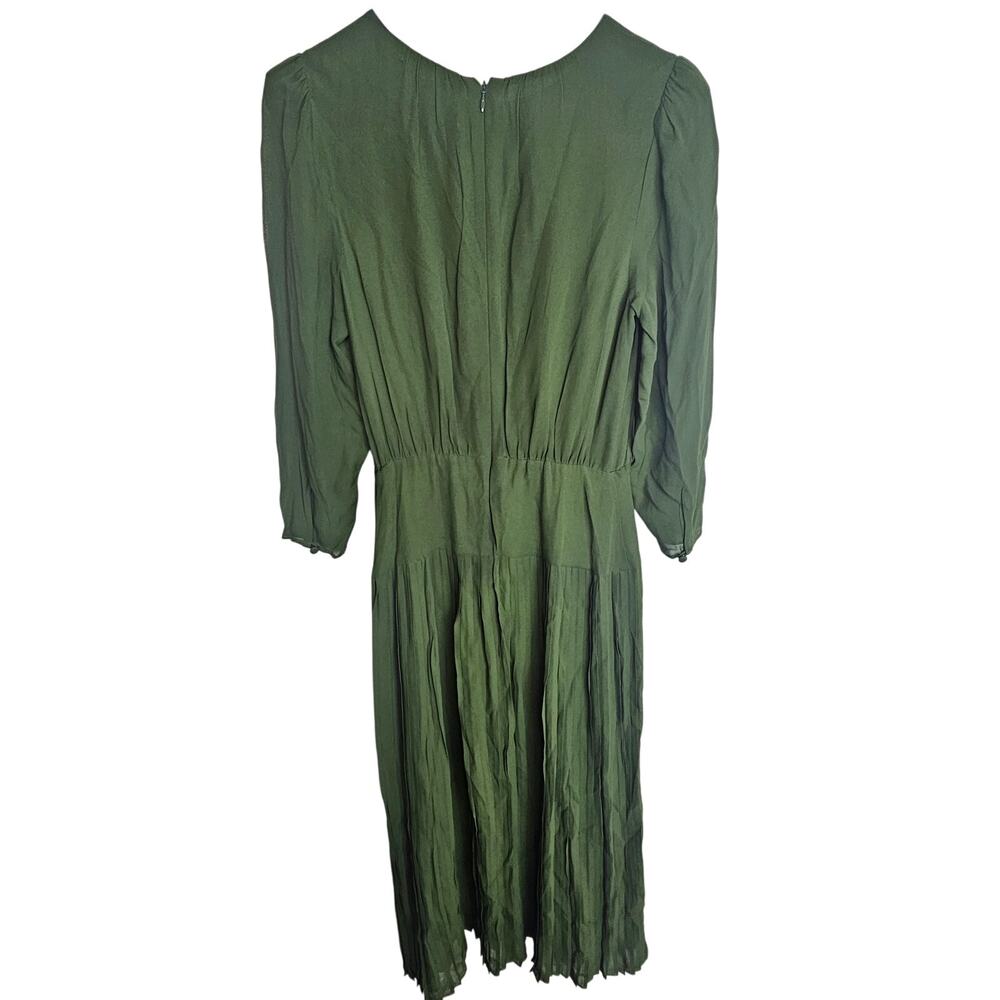 Reformation Womens Sabra Pleated Midi Dress Sz 6 Fern Green Teachercore Academia - Picture 9 of 10